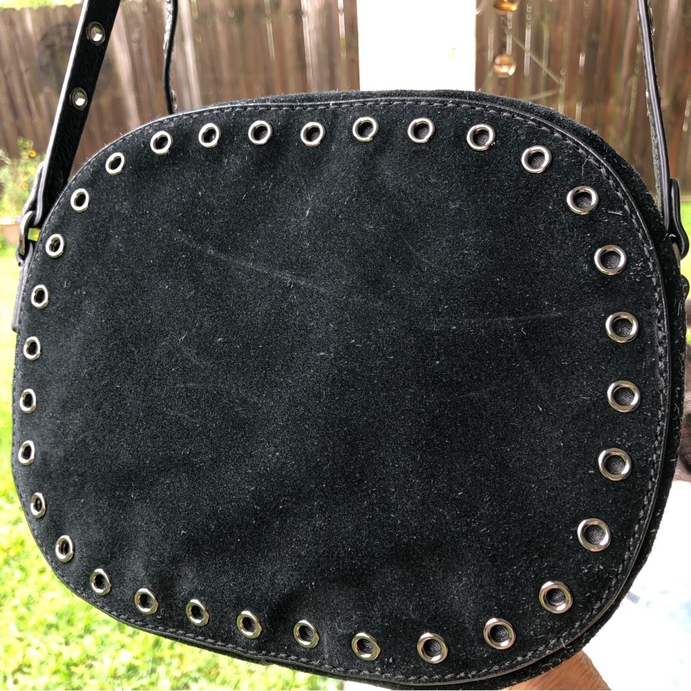 Vince Camuto Areli Crossbody Shoulder Bag Purse Handbag Black Metal & Leather